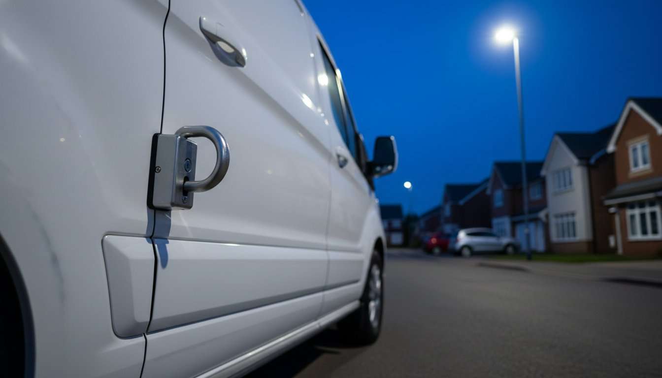 Van Security: 7 Essential Checks for Better Protection 3 Additional door lock on a white van for physical van security