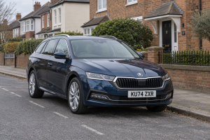 Skoda vehicle security and audio guide: Octavia estate on a British road