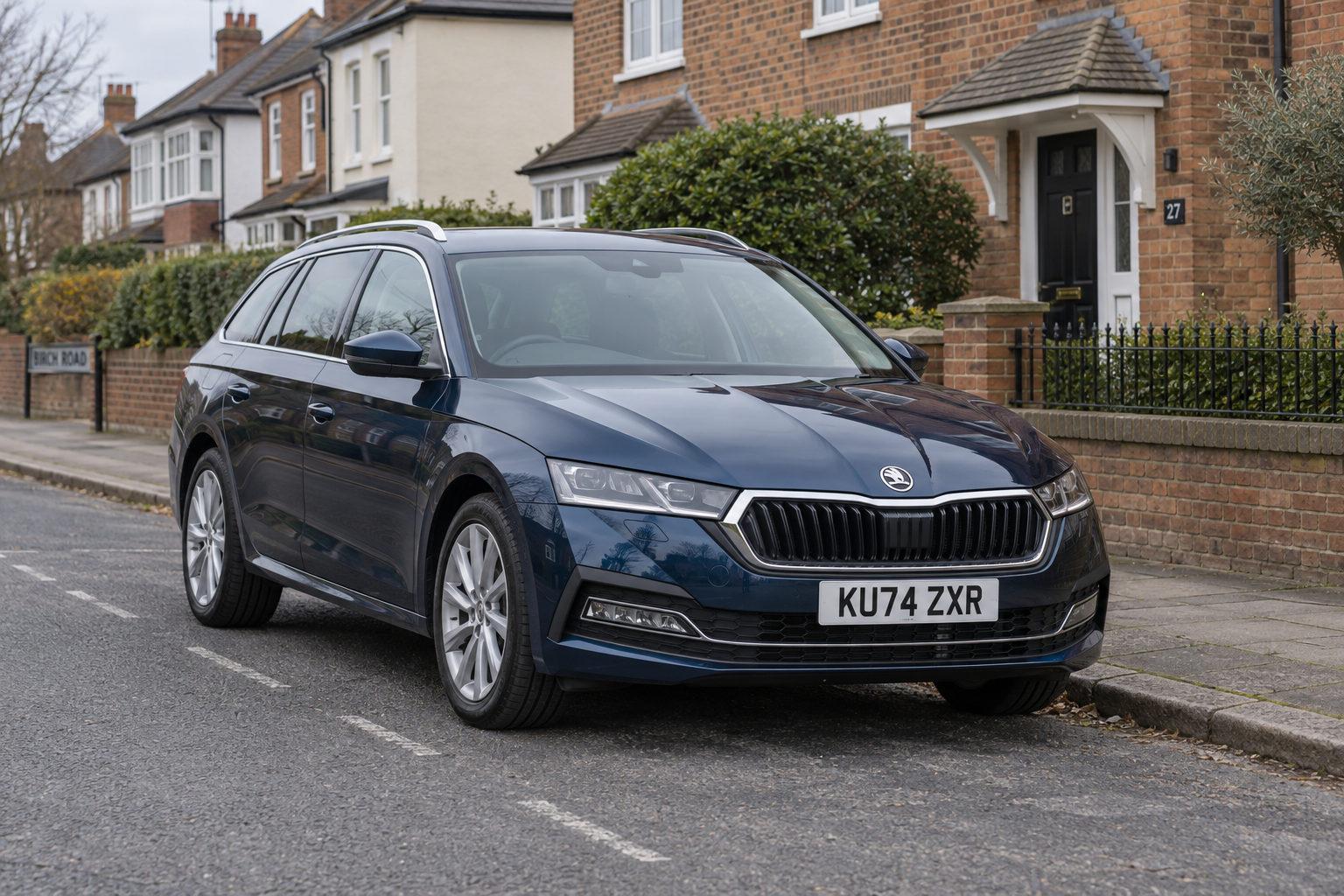 Skoda vehicle security and audio guide: Octavia estate on a British road